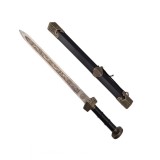 Sabie Decorativa Chinezeasca Jian IdeallStore&reg;, 39cm, Metal, Neagra, Teaca Inclusa, Kung Fu, Colectie, Otel
