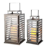 Lămpi din oțel inoxidabil, pachet de 2, lămpi decorative pentru lum&acirc;nări pentru exterior &ndash; Negru