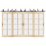 VidaXL Set feronerie pentru uși glisante, negru, 366 cm, oțel