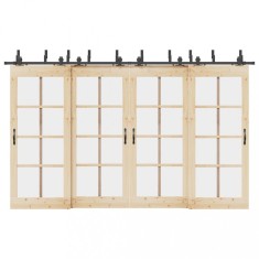 vidaXL Set feronerie pentru uși glisante, negru, 366 cm, oțel