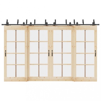 vidaXL Set feronerie pentru uși glisante, negru, 366 cm, oțel 3295749 foto