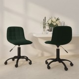 Cumpara ieftin Scaune de bucătărie pivotante, 2 buc., verde &icirc;nchis, catifea