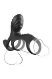 Inel de Penis Ultimate Couples Cage Max, 3 Motoare, 10 Moduri Vibratii, Silicon, Negru