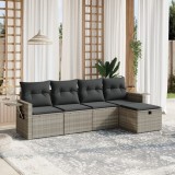 VidaXL Set canapele de grădină cu perne, 5 piese gri deschis poliratan