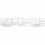 Set mobilier relexare gradina, 10 piese, alb, lemn masiv de pin