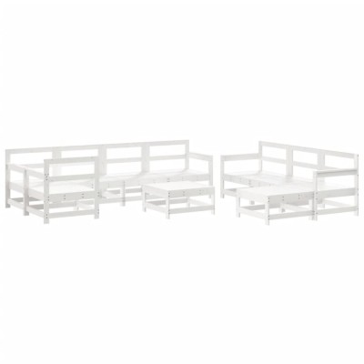 Set mobilier relexare gradina, 10 piese, alb, lemn masiv de pin foto
