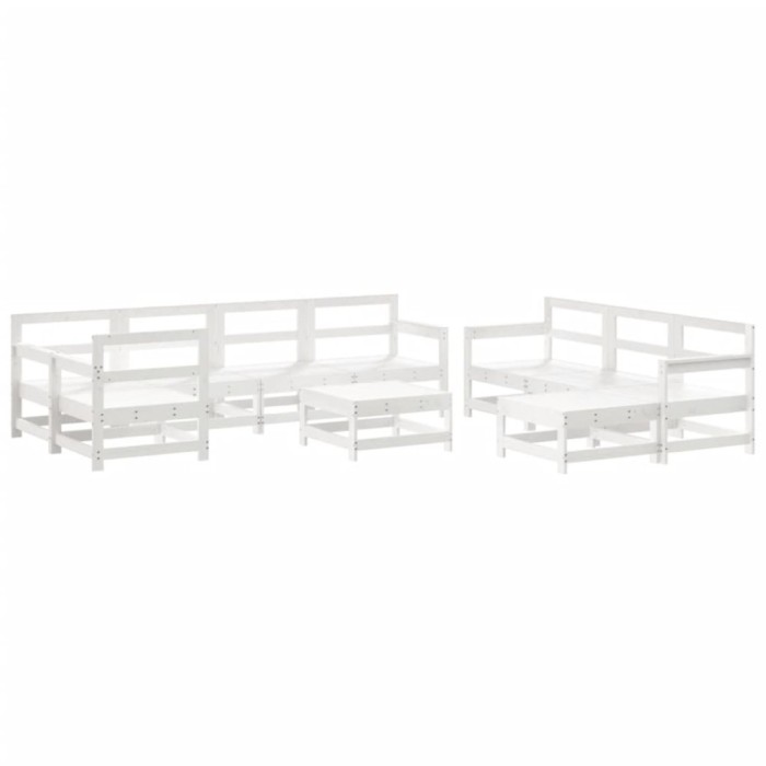 Set mobilier relexare gradina, 10 piese, alb, lemn masiv de pin