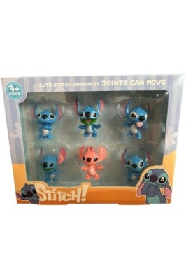 Set 6 figurine Stitch, albastru-roz, 7cm foto