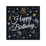 Set 20 servetele petrecere B&amp;C Happy Birthday , 33 x 33 cm