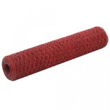 Cumpara ieftin Plasă de s&acirc;rmă, roșu, 25x0,75 m, oțel cu &icirc;nveliș PVC, hexagonal, vidaXL