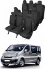 Huse Scaune Auto 8+1 Locuri Dedicate Opel Vivaro 2014-2020, Material Textil + Bumbac, Negru/Gri