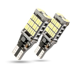 Set 2 becuri LED T15 W16W Canbus GizMondo&reg;, 45 leduri, SMD 4014, 1200 lumeni 12V, cu radiator racire, pentru lumini pozitii, portbagaj, plafoniera, pu