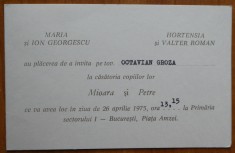 3 invitatii: Valter Roman, Ioan Onitiu, Octavian Groza, 1975, 1948, 1976 foto