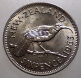 B.428 NOUA ZEELANDA NEW ZEALAND ELIZABETH II 6 SIX PENCE 1963 XF/AUNC