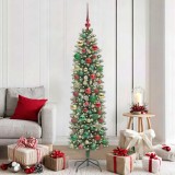 VidaXL Copac Artificial Slăb de Crăciun cu 300 LED Verde și alb 180 cm 3395301
