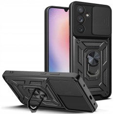 Husa Antisoc Samsung Galaxy S23 FE Protectie Camera, Inel Stand, Negru , Techsuit TCSS