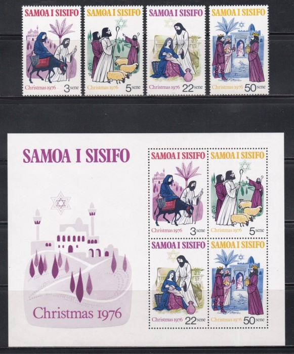 Samoa 1976 - Crăciun, Serie + Colita, MNH