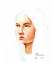 A2. Lucrarea de grafica &quot;Creatoarea de chipuri&quot;, Original ne-inramat, Hartie A4, Portrete, Acuarela, Realism, RavariuArt