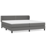 Cumpara ieftin Pat cu arcuri, cu saltea, gri, 200x200 cm, piele ecologica