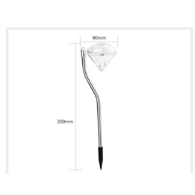Lampa solara LED tip Diamant pentru gradina, inaltime 30 cm, 2V, ABS, 600mAh, alb rece foto