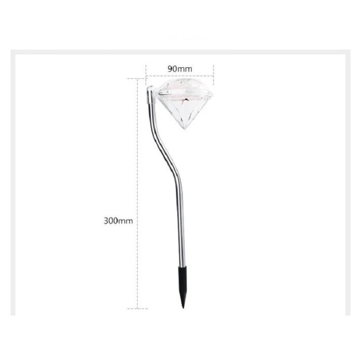 Lampa solara LED tip Diamant pentru gradina, inaltime 30 cm, 2V, ABS, 600mAh, alb rece