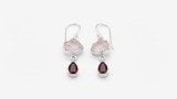 Cumpara ieftin Cercei din Argint 925 Raw Rose Quartz Garnet Drop, cu Pietre Semipretioase