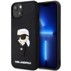 Husa pentru iPhone 14 Plus / iPhone 15 Plus - Karl Lagerfeld 3D Design (KLHCP14M3DRKINK) - Rubber Ikonik foto