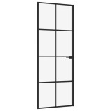 Cumpara ieftin Usa de interior negru 76x201,5 cm sticla securiz./aluminiu slim