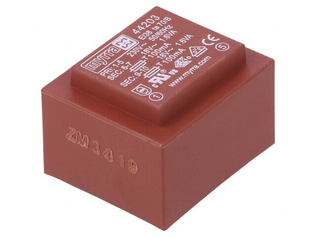 Transformator &icirc;ncapsulat 3,2VA 230V 18V 89mA PCB