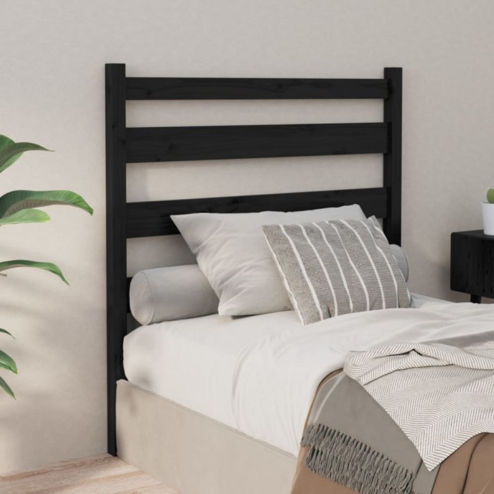vidaXL Tăblie de pat, negru, 96x4x100 cm, lemn masiv de pin 818404