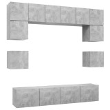 Cumpara ieftin Set de dulapuri TV, 8 piese, gri beton, lemn prelucrat