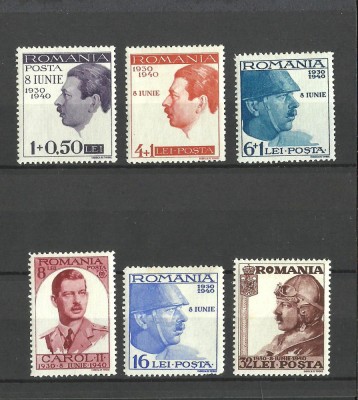 ROMANIA 1940 LP 139 REGELE CAROL II - 10 ANI DE DOMNIE - SERIE MNH foto