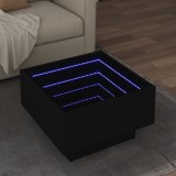 VidaXL Măsuță de cafea cu LED, negru, 50x50x30 cm, lemn prelucrat