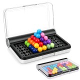 Joc logic puzzle cu bile colorate, tabla si capac pentru depozitare