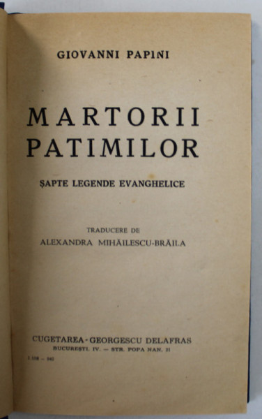 MARTORII PATIMILOR de GIOVANNI PAPINI , 1941