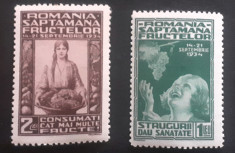 Romania 1934 LP 109, saptamana fructelor 2v. Mnh,nestampilata foto