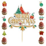 Set Toppere pentru Tort si Prajituri, Cyrax, Tematica Craciun, Model Mare Scris Merry Christmas 15.5x14.3 cm, 6 Toppere Mici Modele Variate 5x5 cm, Mu