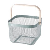 Cos depozitare metal verde lemn natur 25 x 24.5 x 17,5 cm
