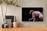 Tablou Canvas, "Flamingo elegant &icirc;n lumină subtilă", Flamingo, Roz, Grație, Elegant, Penaj, Exotic, Siluete, Natură, 39 x 26 cm, CMCLASS