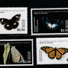 Aitutaki 2017-Fauna,Fluturi,serie 4 valori,,dant,,MNH,Mi.992-995