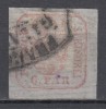 ROMANIA 1862 LP 9 PRINCIPATELE UNITE EMISIUNEA I - 6 PARALE CARMIN DESCHIS PE HARTIE VARGATA ORIZONTAL POINCON STAMPILA FRANCO GALATI, Stampilat