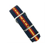 Curea militara de ceas din nailon bleumarin rosu galben, 20-22 mm, model W B-105 D - RESIGILAT