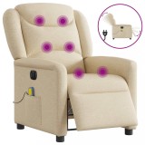 VidaXL Fotoliu electric de masaj rabatabil, crem, textil