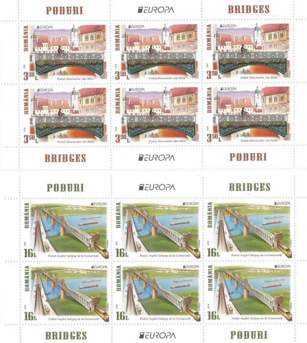 Romania, LP 2188d/2018, Europa 2018 - Poduri, minicoala de 6 timbre, MNH