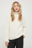 Cumpara ieftin Bruuns Bazaar pulover de lana femei, culoarea bej, călduros, cu turtleneck