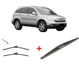 Cumpara ieftin Set 3 stergatoare HONDA CR-V III (RE_) din 2006 - 2012, pentru parbriz si luneta fata si spate auto, Valeo Silencio, din cauciuc siliconat rezistent,