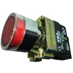 Buton rosu simplu iluminat cu revenire pentru tablouri electrice 1NC 6A 230V