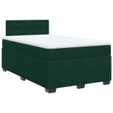 Cumpara ieftin Pat box spring cu saltea, verde inchis, 120x190 cm, catifea