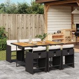 VidaXL Set mobilier de grădină cu perne, 7 piese, negru, poliratan 3211095