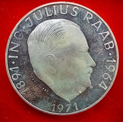 (A17) MONEDA DIN ARGINT AUSTRIA - 50 SCHILLING 1971, ING. JULIUS RAAB - PROOF foto